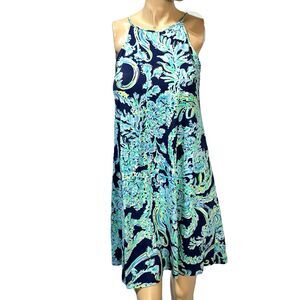 Lilly Pulitzer Margot Swing Dress High Tide Scuba Doo Women's Size XS Shift
